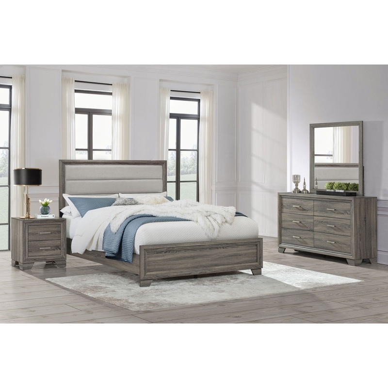 Wright – Bedroom Set|Dark Gray|Dark Brown|4 Pc. Bed, Dresser, Mirror, Nightstand|5 Pc. Bed, Dresser, Mirror, Chest, Nightstand|Queen|King|California King