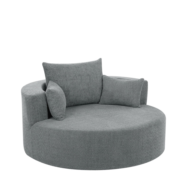 360 Swivel Accent Barrel Chair With 3 Removable Pillows For Living Room