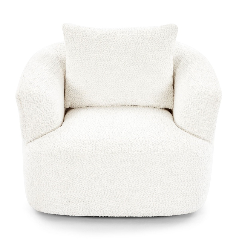 360 Swivel Barrel Sofa Chair With Throw Pillow, Chenille Upholstered Accent Chair