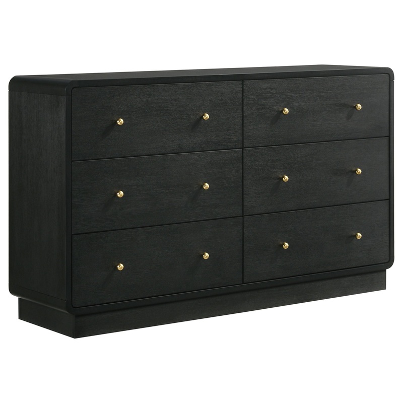 Cavelle – 6-Drawer Dresser|Black|Dressers|Dresser & Mirror