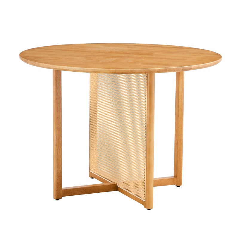Chinese Countryside Retro Solid Wood Round Table, Simple Modern Imitation Rattan Table – Wood
