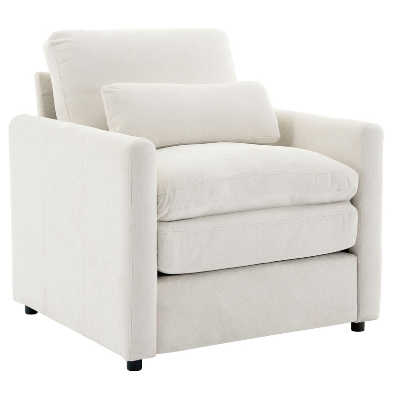 Cozy Upholstered Plush Cushion Armchair For Living Room