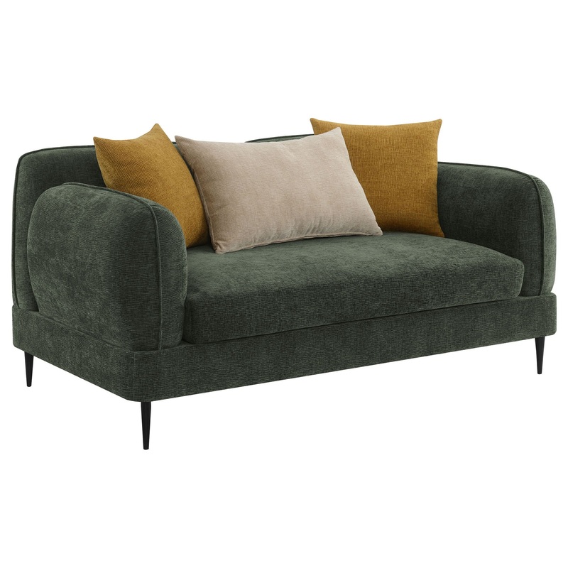 Jade – Chenille Upholstered Modern Track Arm Loveseat