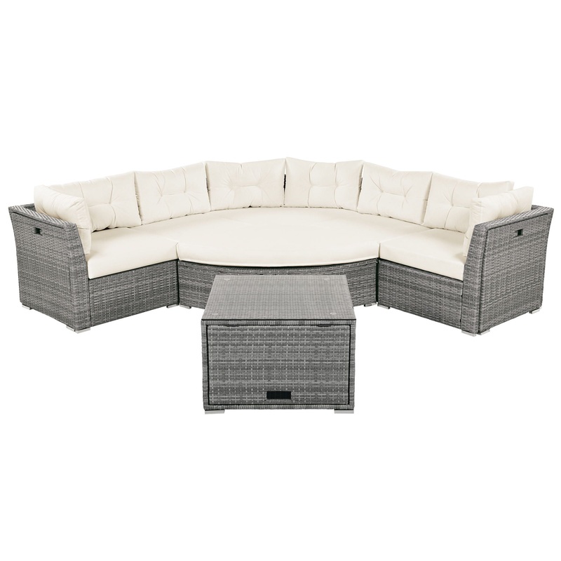 Patio Furniture Set Outdoor Daybed Rattan Sectional With Cushions And Center Table