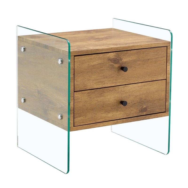 Double Drawer Bedside Table – Wood