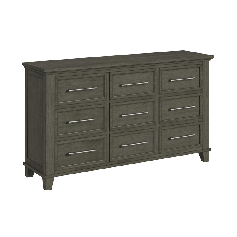 Canterbury – 9-Drawer Dresser|Dark Gray|White