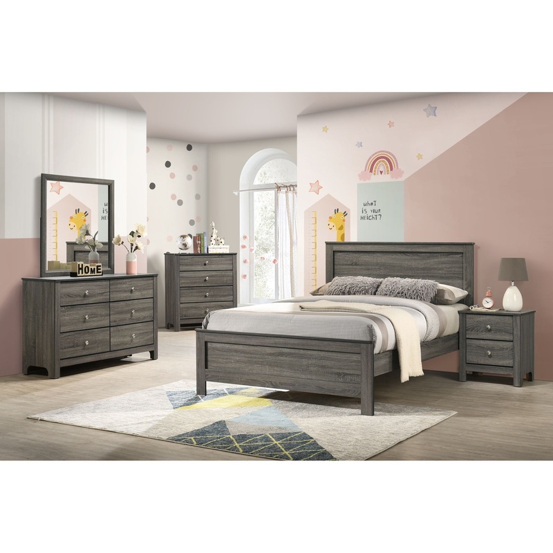Sami – Youth Panel Bed|Dark Brown|Gray|White|Full|Twin