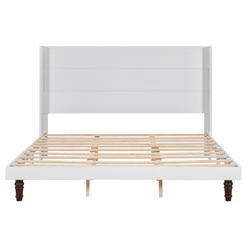 King Size, Stylish High Headboard Bed, High Quality – White