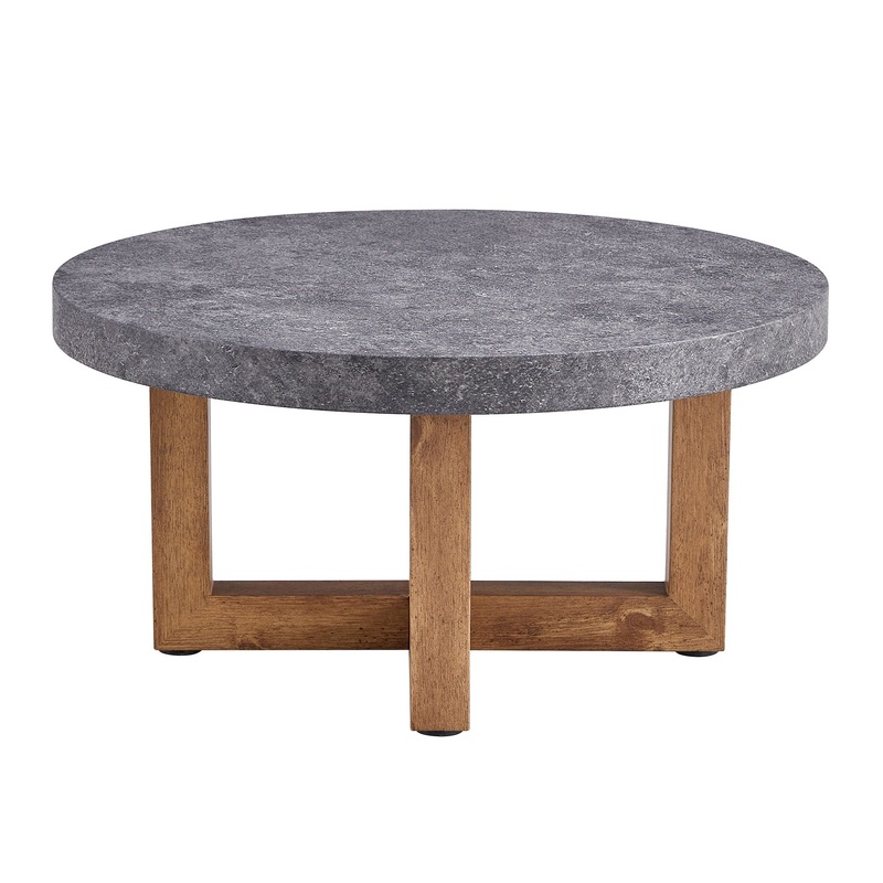 Modern Retro Texture Round Coffee Table With Crossed Legs – Gray
