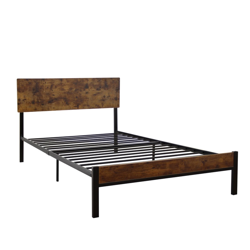 Modern Twin Size Metal Bed Frame Sturdy System Metal & Wood – Black