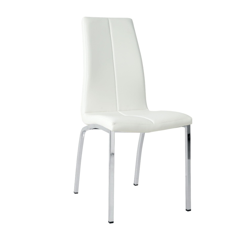 Modern Upholstered Dining Chair (Set of 4) With Electroplated Metal Legs – White