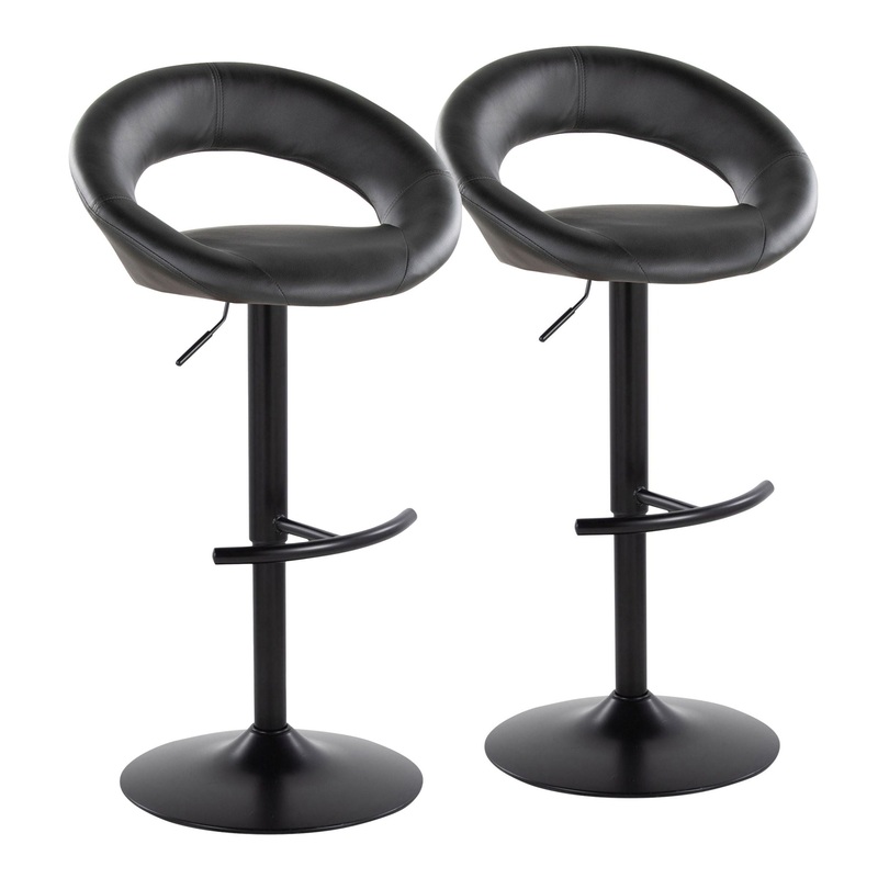 Posh – Contemporary Adjustable Barstool With Swivel & Rounded T Footrest (Set of 2)