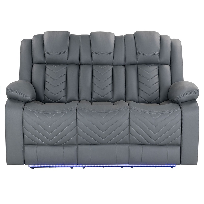 Raize – 10 Power Reclining Sofa With DDT, WC And LED – Gray
