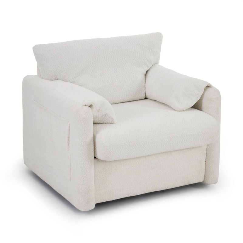 Swivel Modern Swivel Accent Chair Single Seater 360 Rotating For Living Room, Bedroom – Ivory White