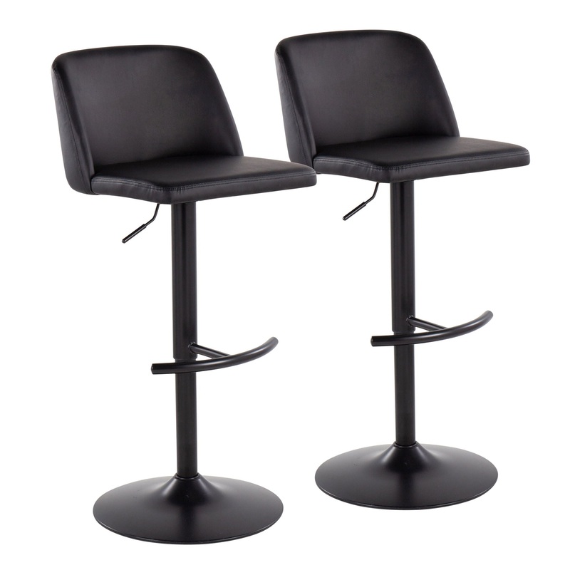 Toriano – Contemporary Adjustable Bar Stool With Rounded T Footrest (Set of 2)