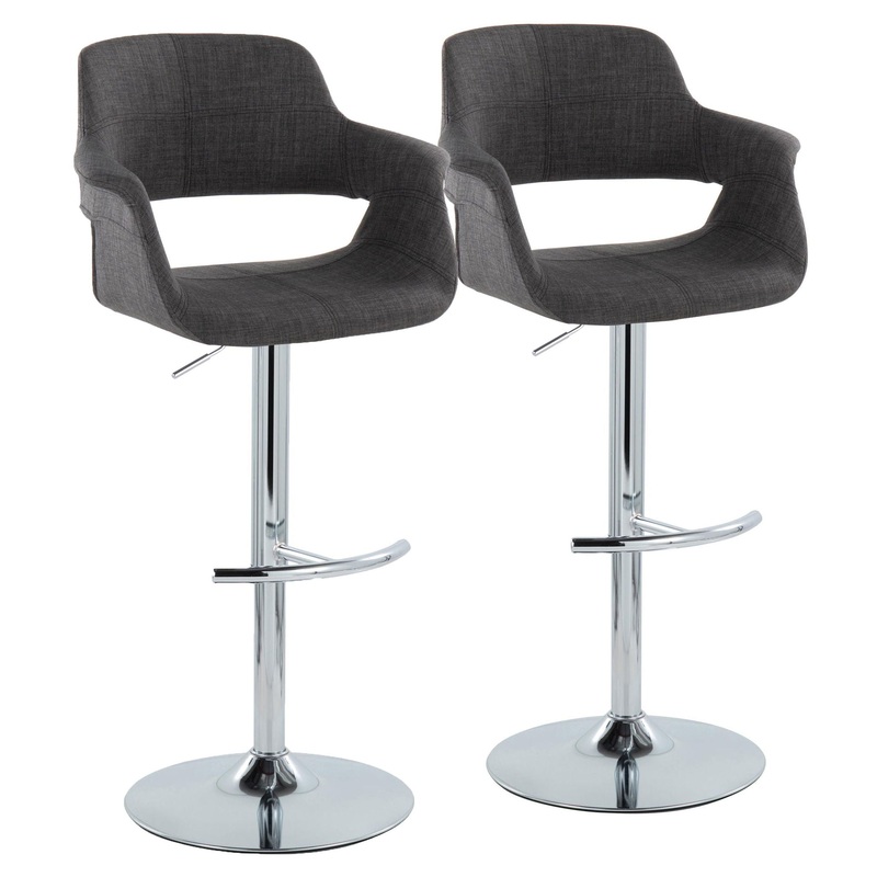Vintage Flair – Mid Century Modern Adjustable Barstool With Swivel With Rounded T Footrest (Set of 2)