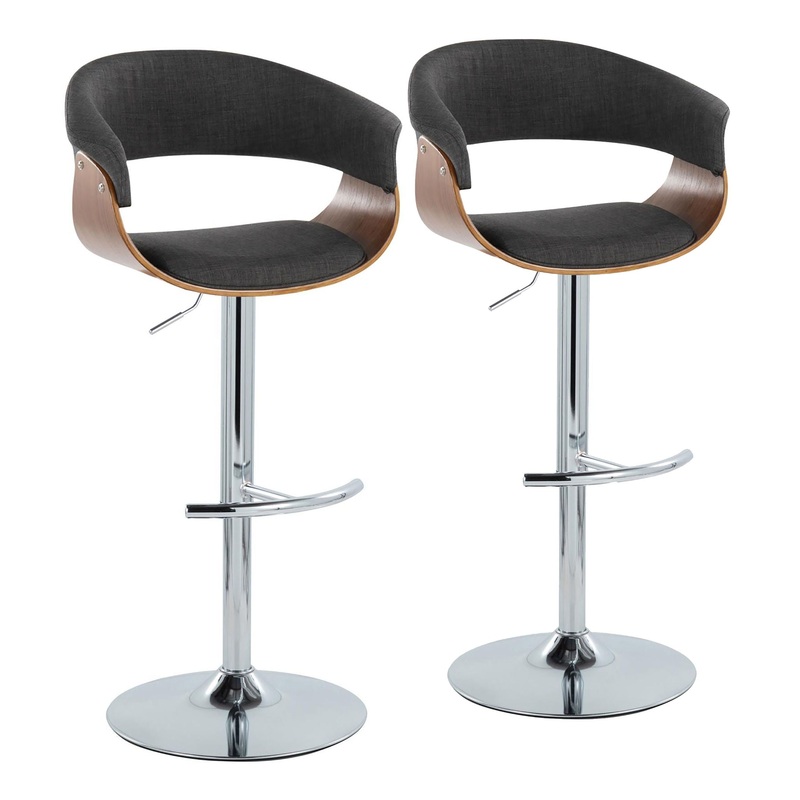 Vintage Mod – Mid Century Modern Adjustable Height Barstool With Swivel With Rounded T Footrest (Set of 2)