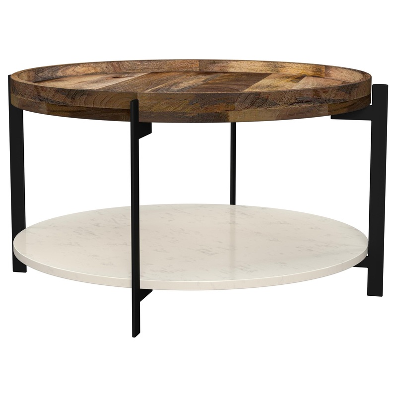 Adhvik – Round Table With Marble Shelf