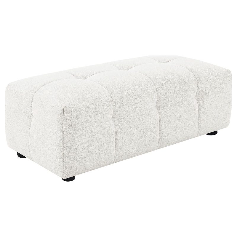 Everly – Boucle Upholstered Rectangular Ottoman – White