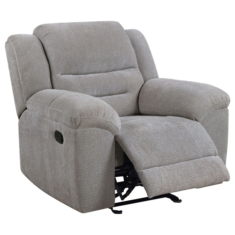Gilson – Chenille Upholstered Reclining Glider Recliner – Gray