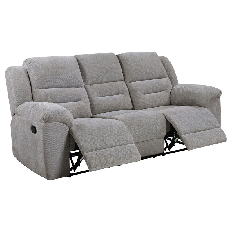 Gilson – Chenille Upholstered Reclining Sofa – Gray