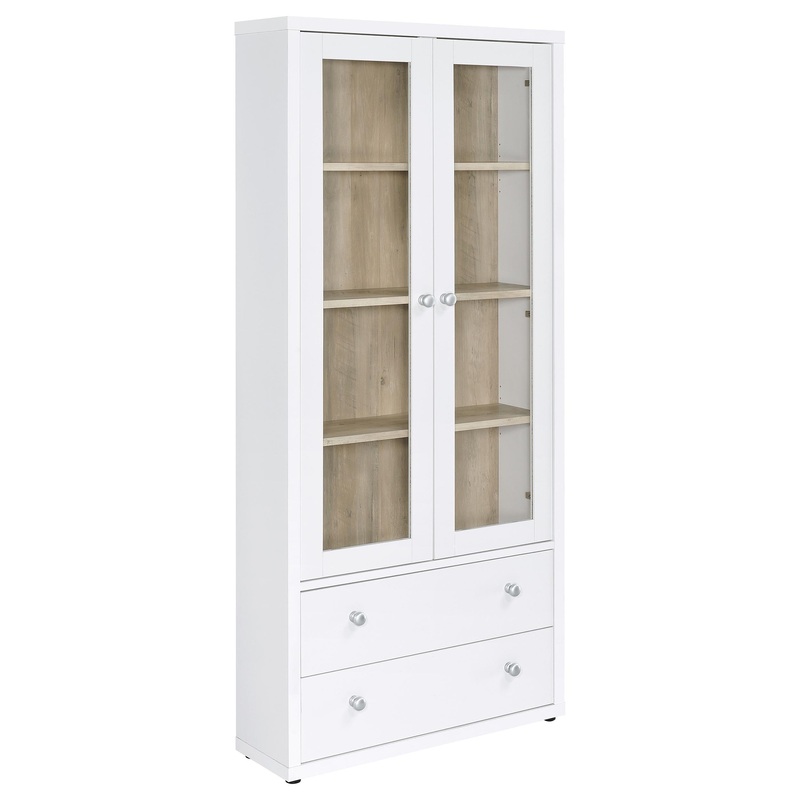 Hawthorne – 4-Shelf Glass Door Tall Cabinet With Drawers
