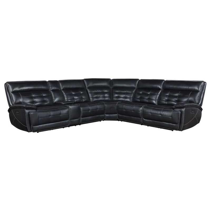 Hewitt – Leather Upholstered Power Reclining Sectional – Black