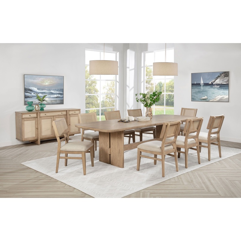 Kailani – 10 Piece Wood Dining Set with Sideboard – Beige Oak