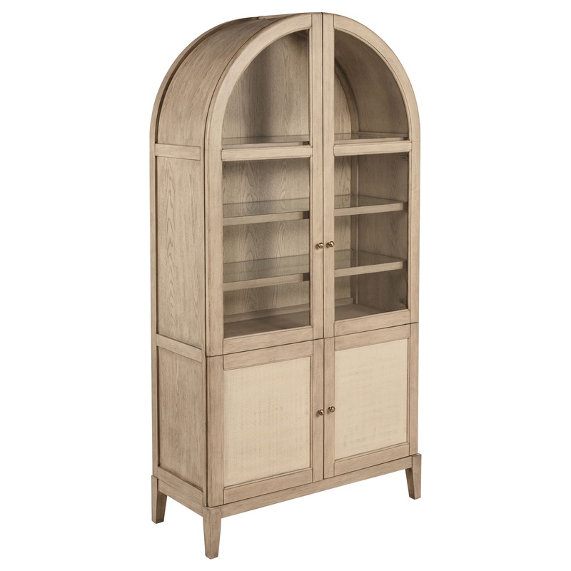 Kailani – 4-Door Cane Dining Vitrine Display Cabinet – Beige Oak
