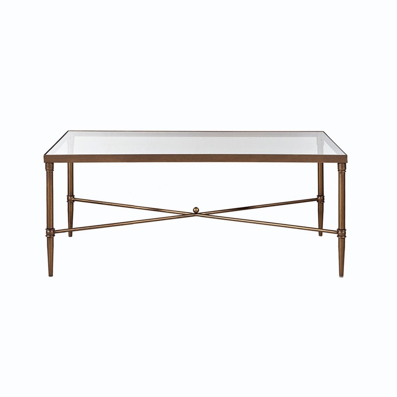 Metal Rectangle Coffee Table With Tempered Glass Top – Bronze
