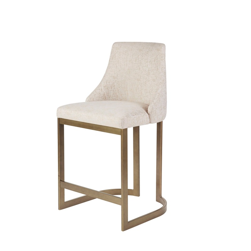 Modern Upholstered Counter Stool With Metal Base – Cream