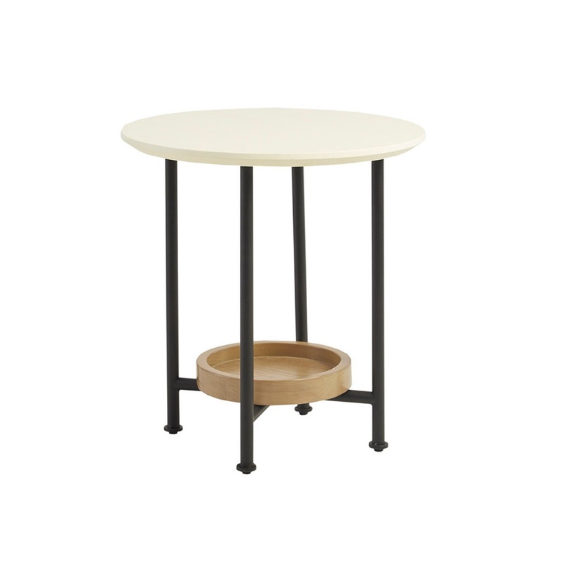Oval End Table With Metal Legs – White / Natural
