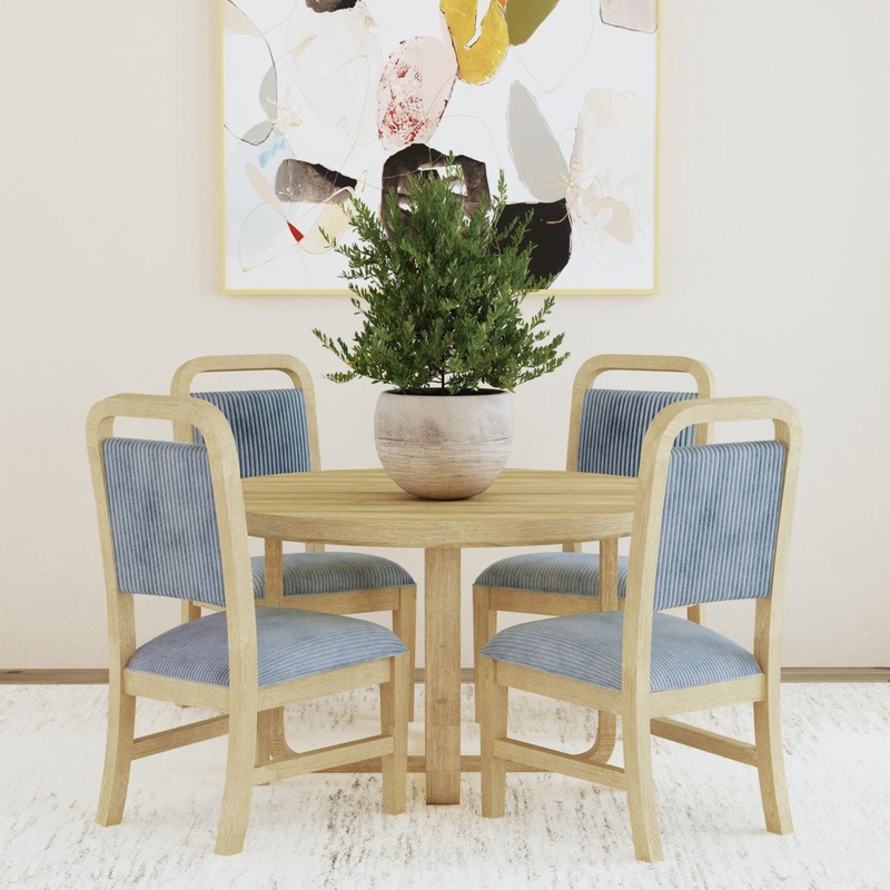 Ridgemont – 5 Piece Standard Height Dining Set (Round Table And Four Chairs) – Natural