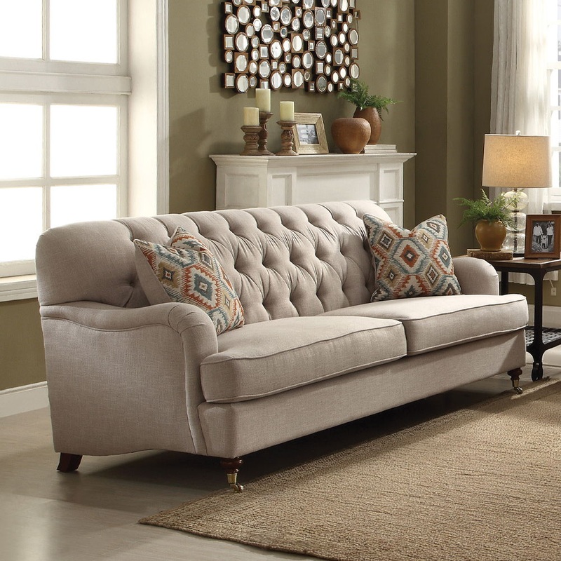 Alianza – Sofa (w/2 Pillows)|Dark Gray|Beige