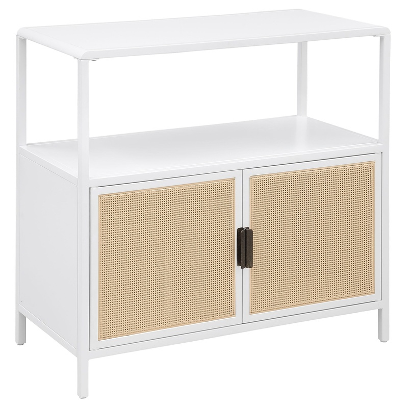 Amherst – 2-Door Radio Weave Cane Metal Accent Cabinet