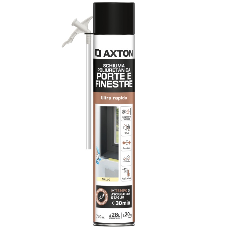 AXTON 750ML RAPID WINDOW AND DOOR FILLING POLYURETHANE FOAM WITH STRAW