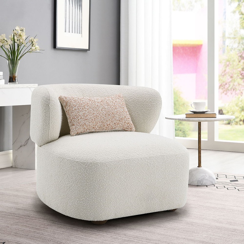 Darius – Accent Chair With Pillow – Beige Boucle