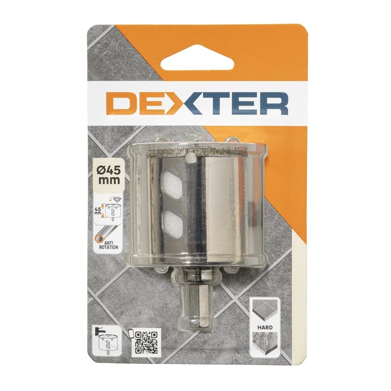 DEXTER 45MM PORCELAIN TILE HOLE SAW WITH STAND AND BIT