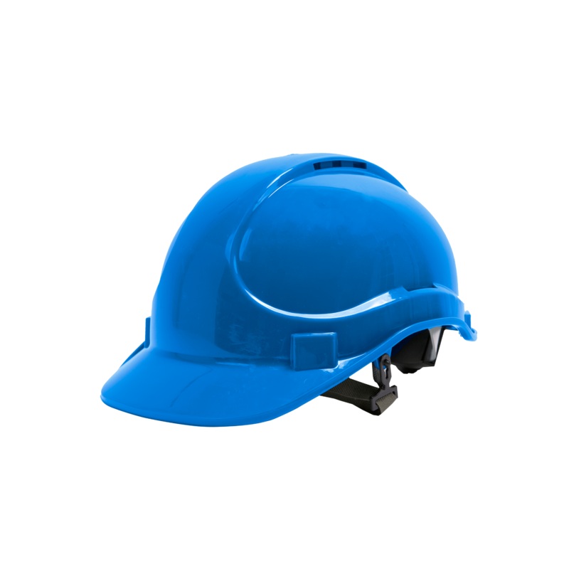 DEXTER BLUE SAFETY HELMET WITH CHIN STRAP AND HDPE AND PVC ADJUSTMENT SYSTEM