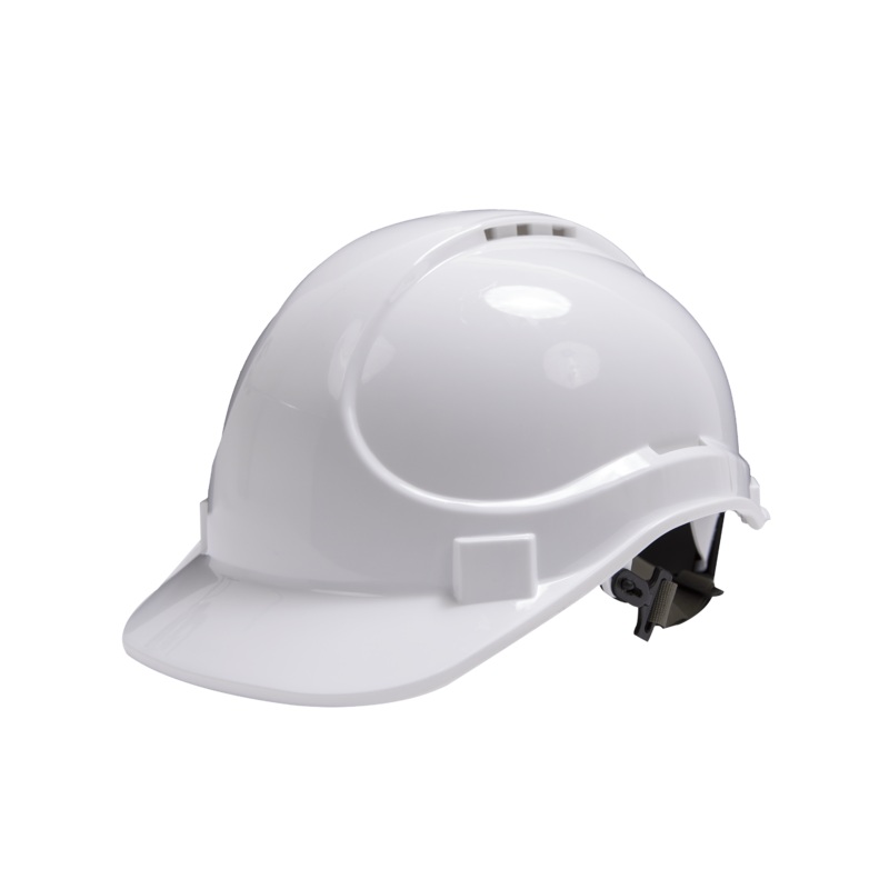 DEXTER WHITE SAFETY HELMET WITH CHIN STRAP AND HDPE AND PVC ADJUSTMENT SYSTEM