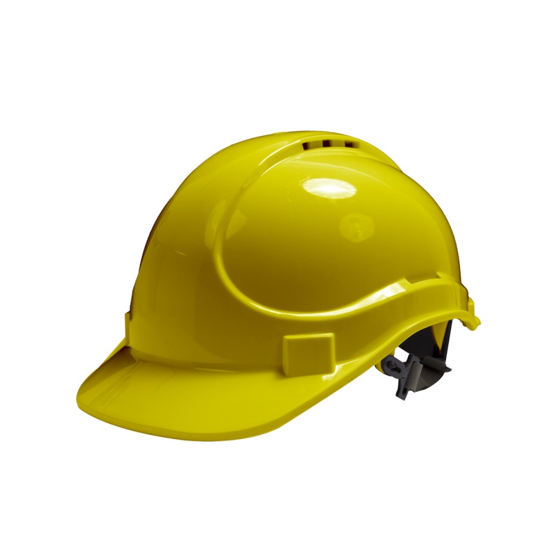 DEXTER YELLOW SAFETY HELMET WITH CHIN STRAP AND HDPE AND PVC ADJUSTMENT SYSTEM