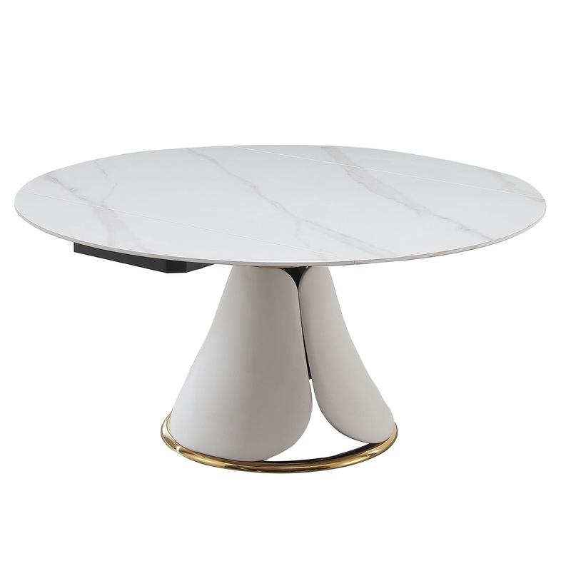 Fashion Modern Sintered Stone Dining Table With Retractable Function And Chairs