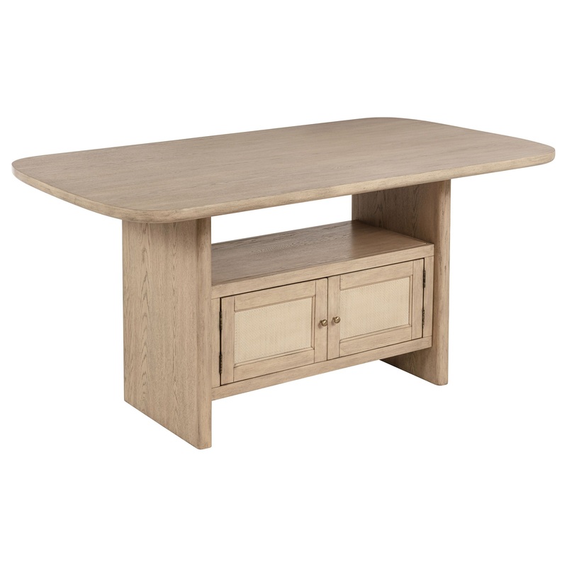 Kailani – Cane Counter Height Storage Dining Table – Beige Oak