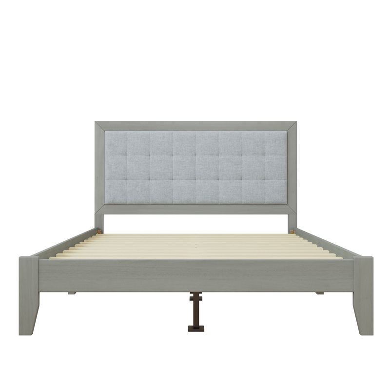 Mid Century Modern Platform Bed With Upholstered Headboard