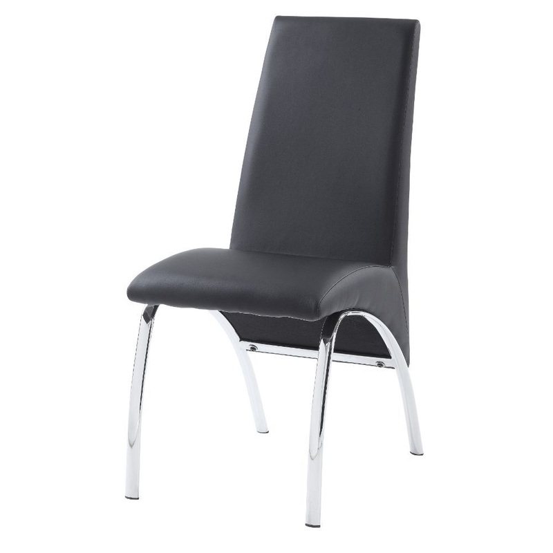 Noland – Side Chair (Set of 2) – Gray Synthetic Leather & Chrome