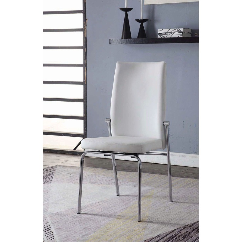 Osias – Side Chair (Set of 2) – White Synthetic Leather & Chrome