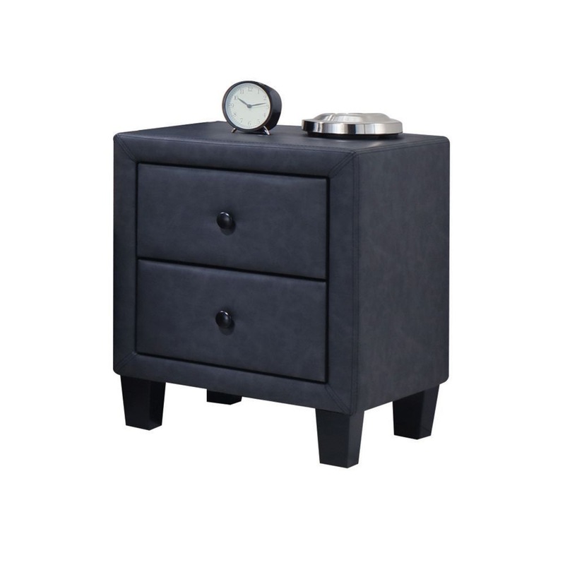 Saveria – Nightstand – Two Tone Gray Synthetic Leather