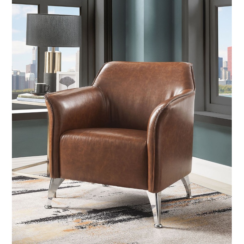 Teague – Accent Chair – Brown Synthetic Leather