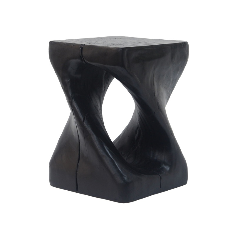 Twist Shape Side Table|Light Brown|Black