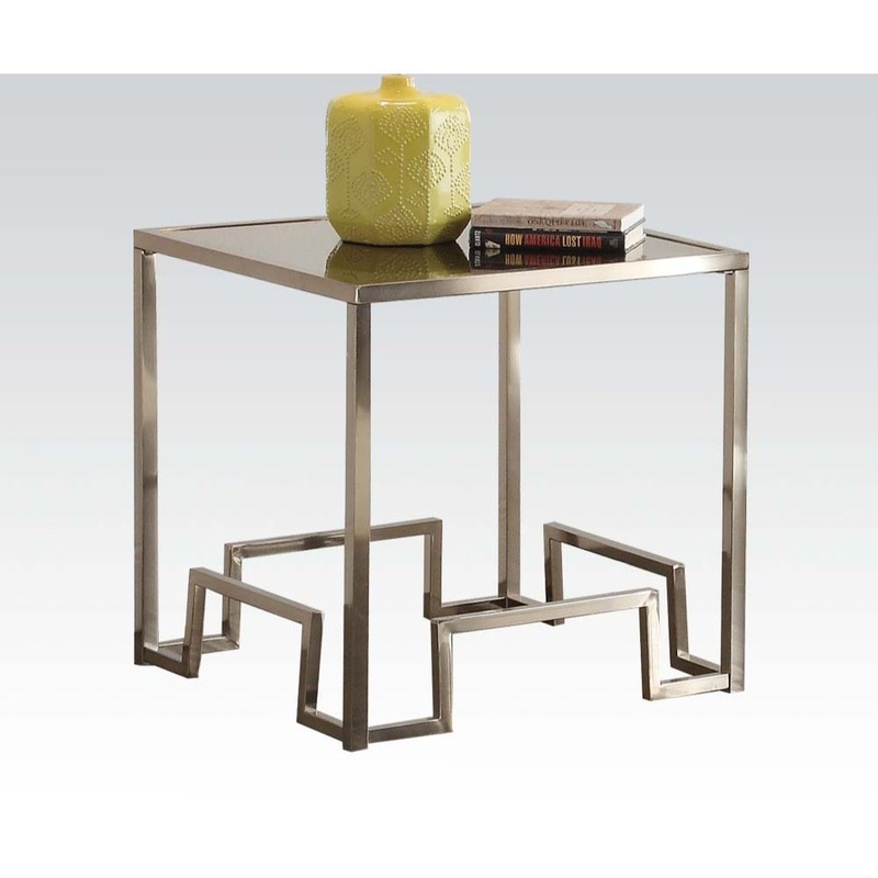 Damien – End Table – Clear Glass & Champagne